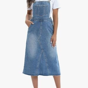 Ettelo Nwt Medium Denim Overall Dress For Women Casual Sleeveless Adjustable Str